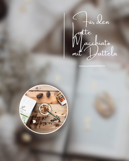 Dattelmilch-Latte im Glas mit Espresso-Schicht
